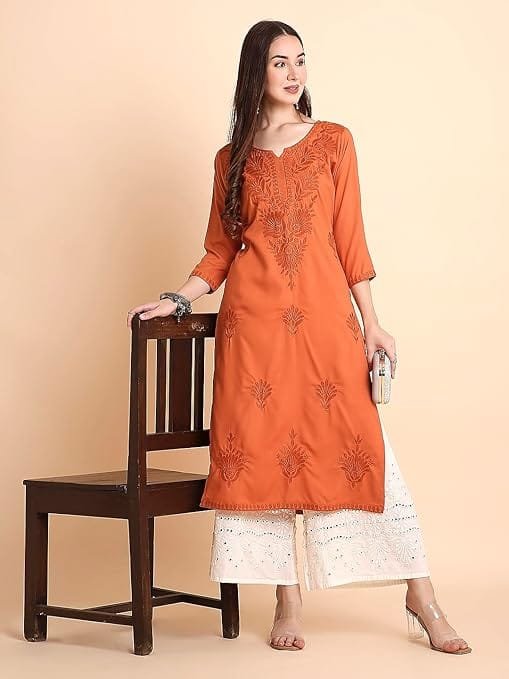 naqkashi rayon straight lucknowi chikankari ethnic wear kurta for women naqkashi rayon straight lucknowi chikankari ethnic wear kurta for women