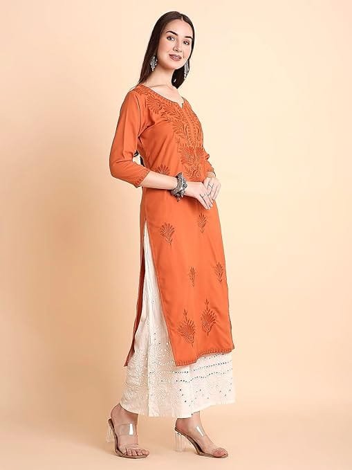 naqkashi rayon straight lucknowi chikankari ethnic wear kurta for women naqkashi rayon straight lucknowi chikankari ethnic wear kurta for women