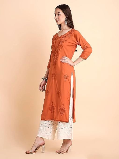 naqkashi rayon straight lucknowi chikankari ethnic wear kurta for women naqkashi rayon straight lucknowi chikankari ethnic wear kurta for women