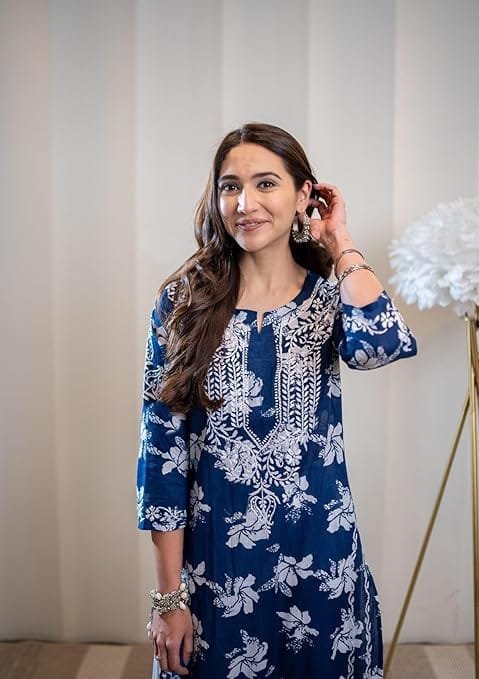 women's rayon blend chikankari embroidered straight kurta women's rayon blend chikankari embroidered straight kurta