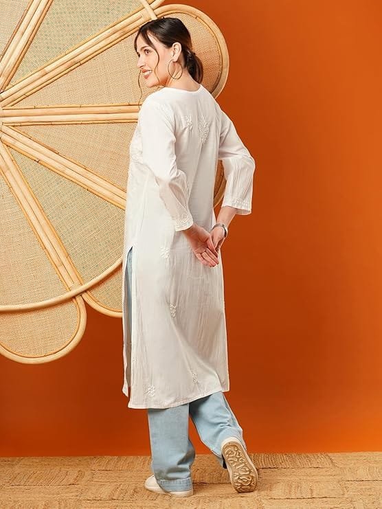 naqkashi women's pure cotton regular fit chikankari hand embroidered lucknow kurta naqkashi women's pure cotton regular fit chikankari hand embroidered lucknow kurta
