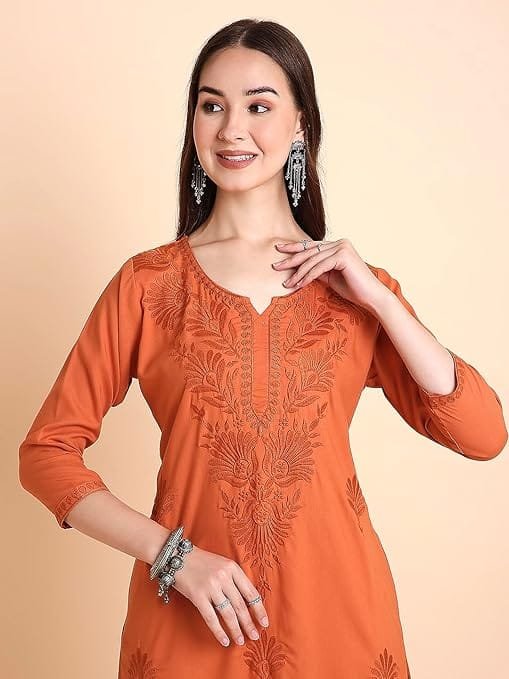 naqkashi rayon straight lucknowi chikankari ethnic wear kurta for women naqkashi rayon straight lucknowi chikankari ethnic wear kurta for women