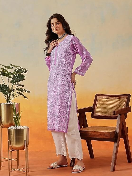 lucknow chikankari hand embroidered faux georgette kurta kurti tunic dress for women lucknow chikankari hand embroidered faux georgette kurta kurti tunic dress for women