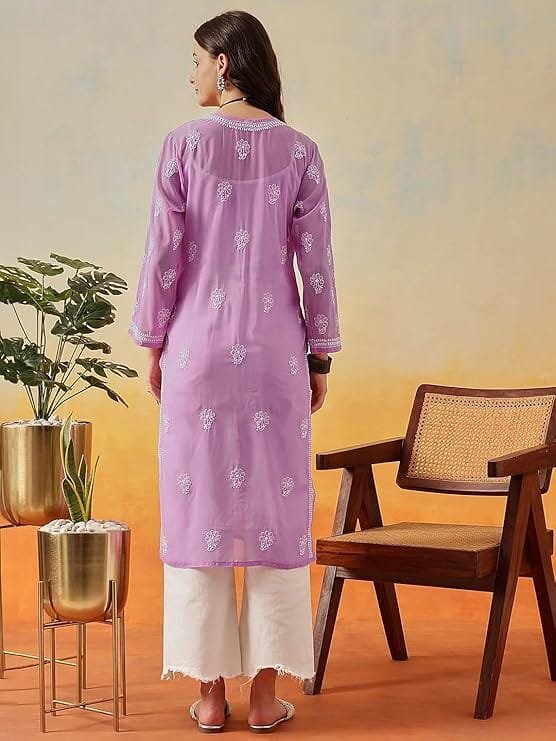 lucknow chikankari hand embroidered faux georgette kurta kurti tunic dress for women lucknow chikankari hand embroidered faux georgette kurta kurti tunic dress for women