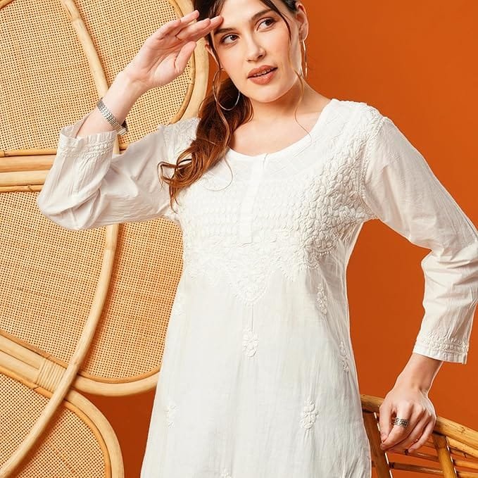 naqkashi women's pure cotton regular fit chikankari hand embroidered lucknow kurta naqkashi women's pure cotton regular fit chikankari hand embroidered lucknow kurta