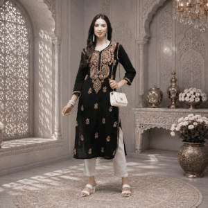 hand embroidered lucknowi chikankari cotton kurta kurti for women