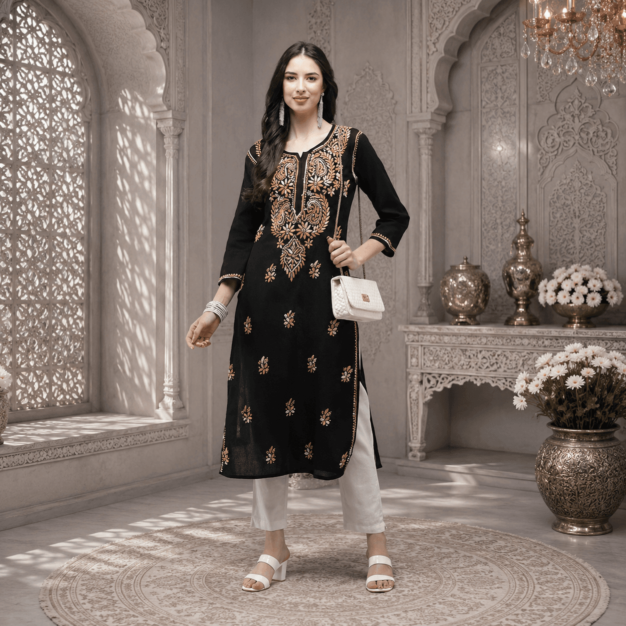 hand embroidered lucknowi chikankari cotton kurta kurti for women hand embroidered lucknowi chikankari cotton kurta kurti for women
